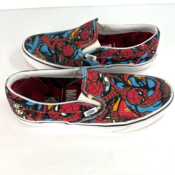 Vans X Marvel Spiderman Slip On Sneakers size M9 W10.5 Red Graphic Print Novelty - Picture 5 of 10